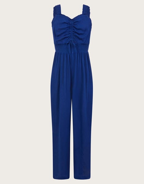 Sleeveless Crinkle Jumpsuit, Blue (BLUE), large