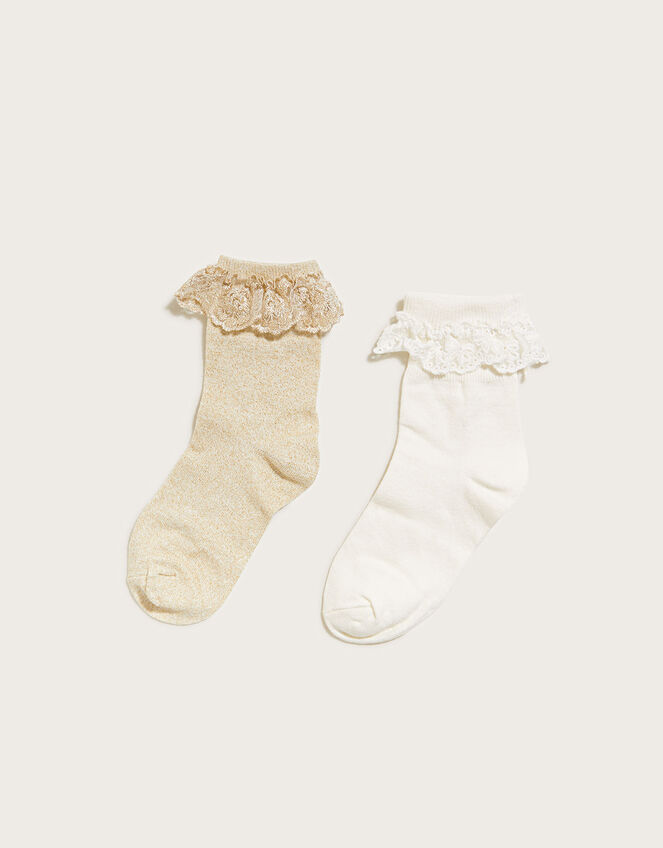 Lace Trim Sock Twinset Gold Girls' Tights & Socks Monsoon Global.