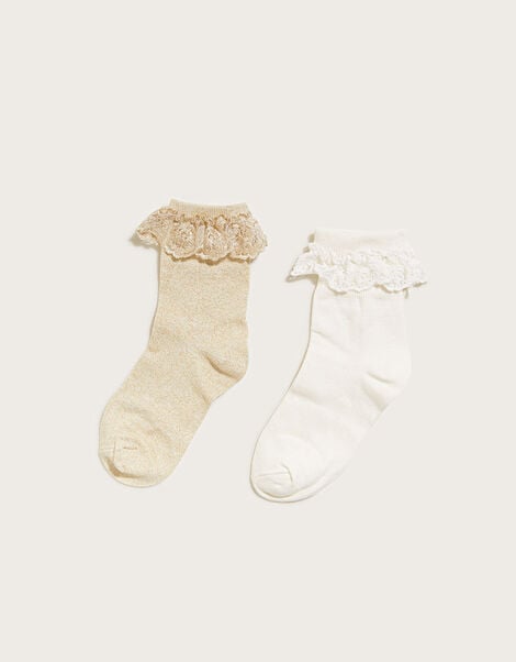 Lace Trim Sock Twinset Gold, Gold (GOLD), large