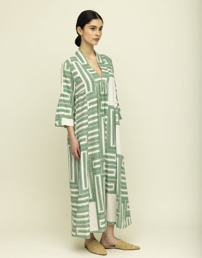 Tallulah & Hope City Geometric Print Kaftan, Green (GREEN), large