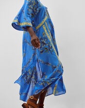 Aimee Floral Midi Kaftan Dress, Blue (BLUE), large