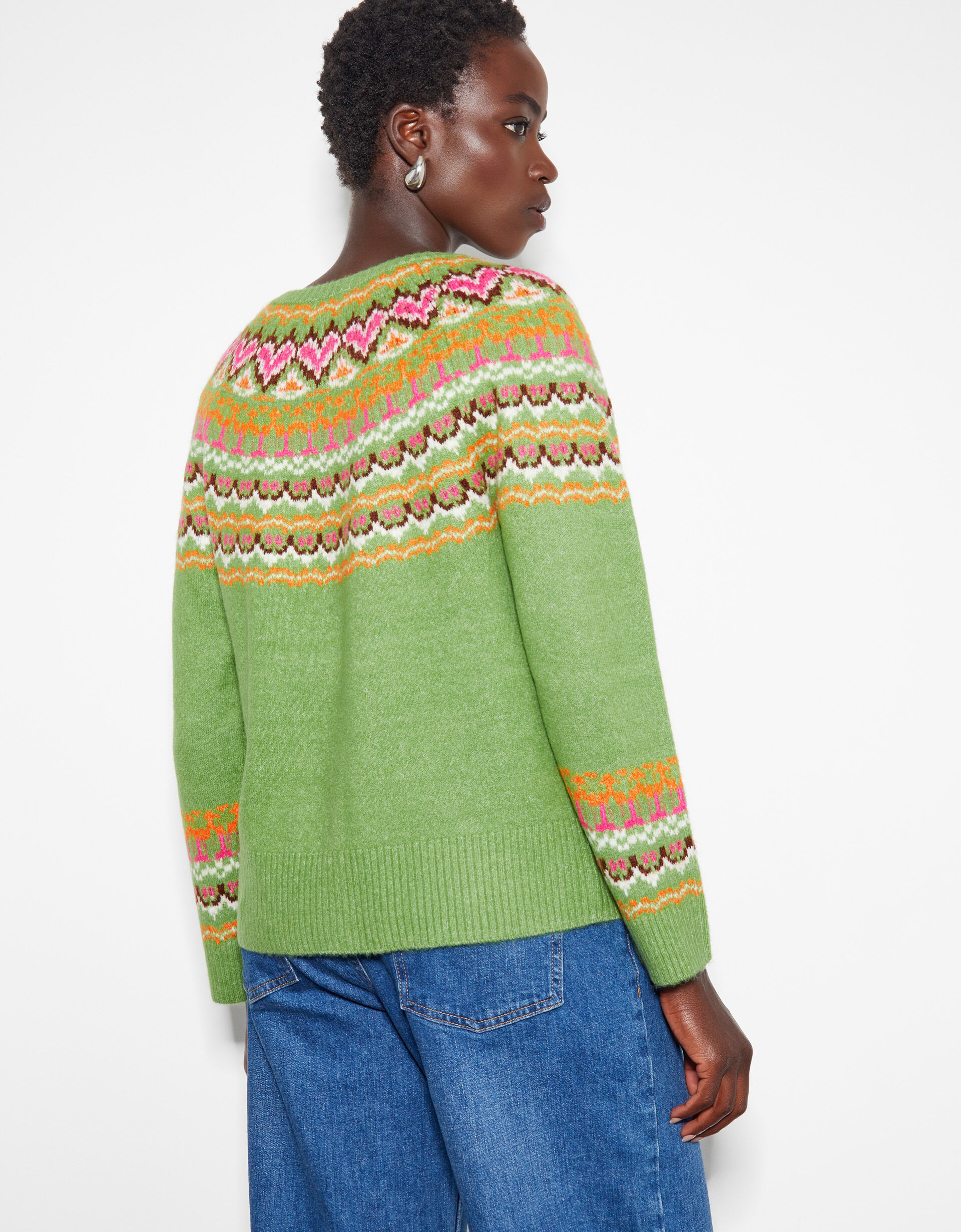 Fern Fair Isle Cardigan Green Cardigans Monsoon Global
