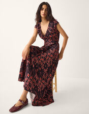 La Galeria Elefante Diamond Ruched Maxi Dress, Multi (MULTI), large