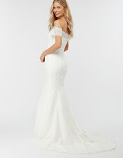 Sophie Lace Bardot Maxi Wedding Dress, Ivory (IVORY), large