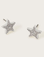 Star Stud Earrings, Silver (SILVER), large