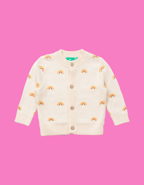 Little Green Radicals From One to Another Rainbow Cardigan, Cream (CREAM), large