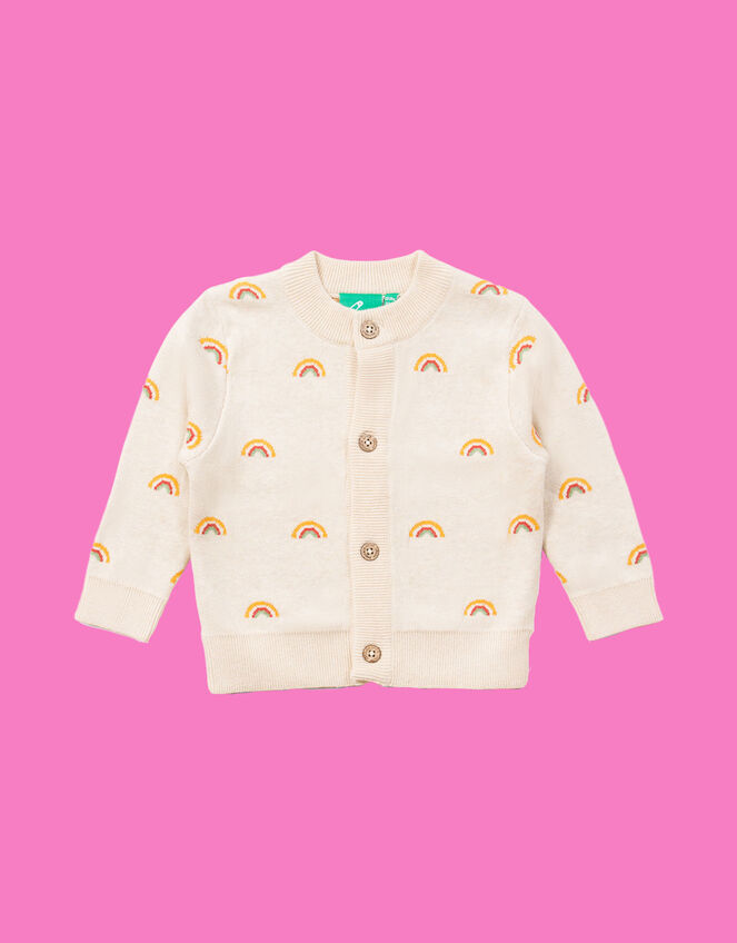 Little Green Radicals From One to Another Rainbow Cardigan, Cream (CREAM), large