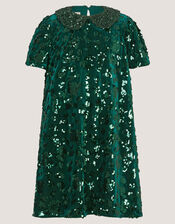 Esmeralda Sequin Collar Party Dress, Green (GREEN), large