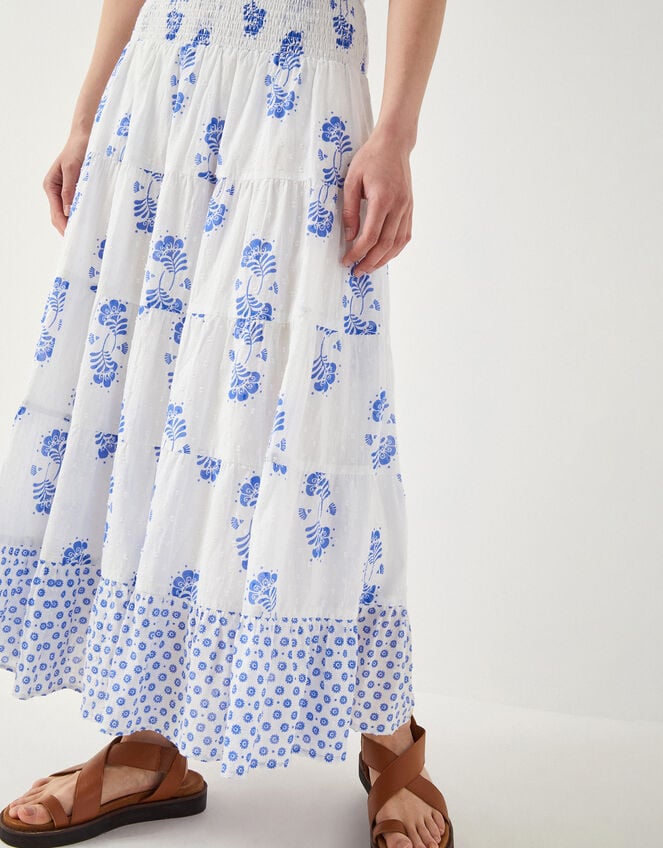 East Amber Hand-Screen Printed Midi Skirt, Ivory (IVORY), large