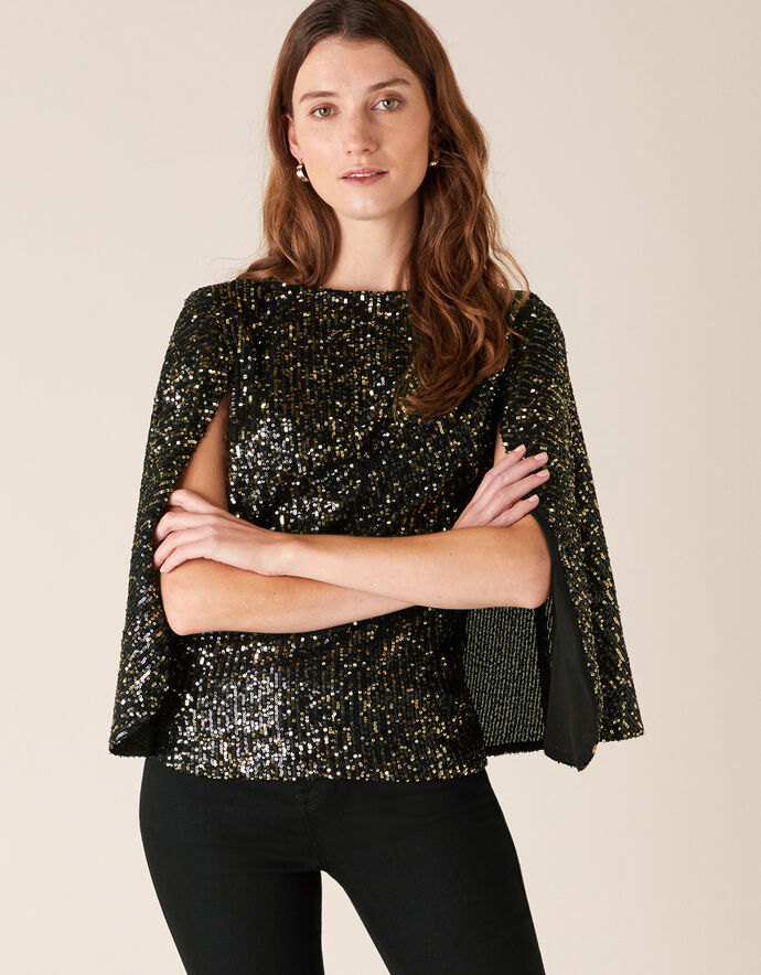 Sabrina Sequin Stretch Lace Blouse Gold | Tops & T-shirts | Monsoon ROI.