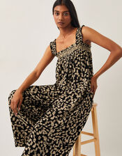 Ania Geometric Print Jumpsuit, Black (BLACK), large