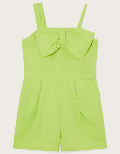 Asymmetric Straps Bow Playsuit , Green (LIME), large