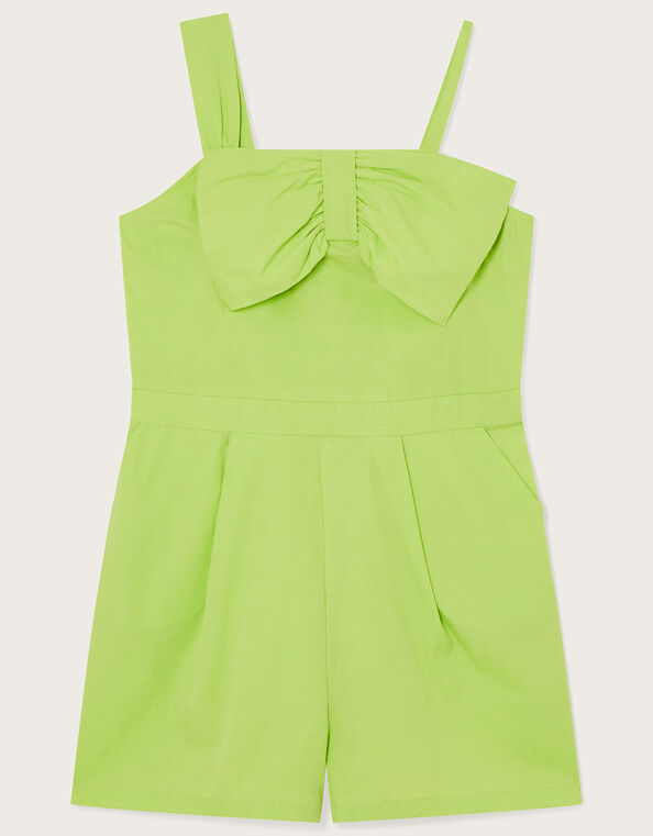 Asymmetric Straps Bow Playsuit , Green (LIME), large