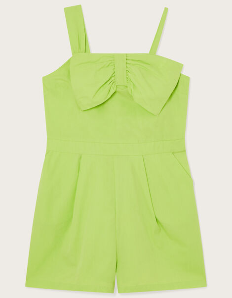 Asymmetric Straps Bow Playsuit  Green, Green (LIME), large