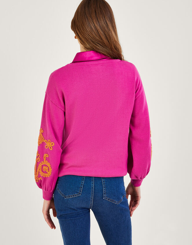 Cornelli Blouson Sleeve Jumper, Pink (PINK), large