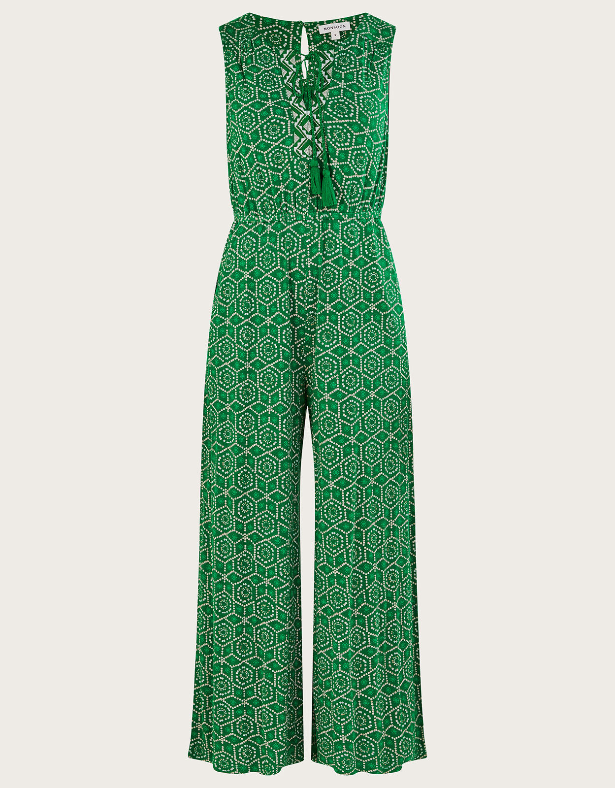 Geometric Print Jersey Jumpsuit in LENZING ECOVERO Green