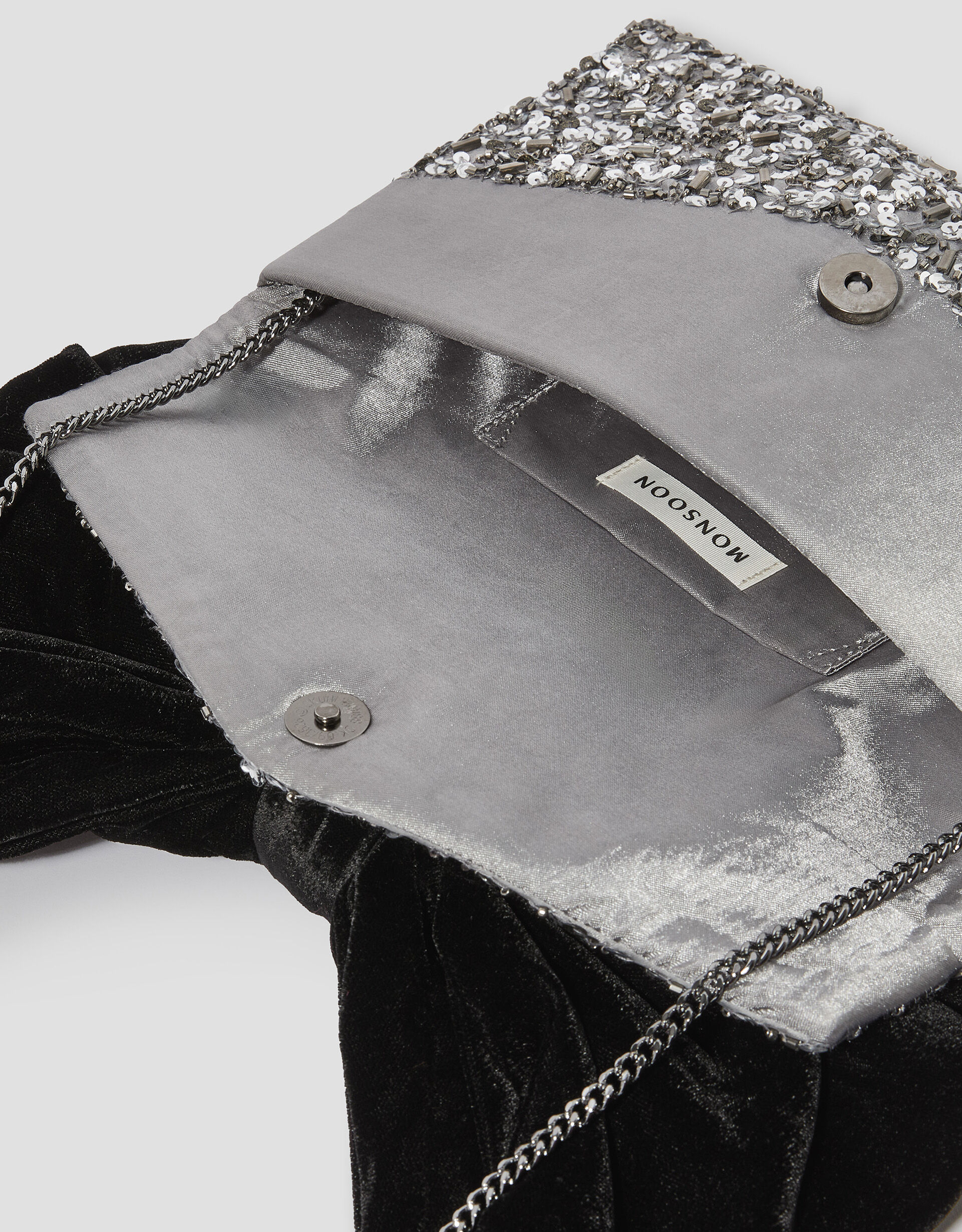 Bella Bow Embellished Clutch Bag Silver