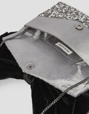 Bella Bow Embellished Clutch Bag, Silver (SILVER), large