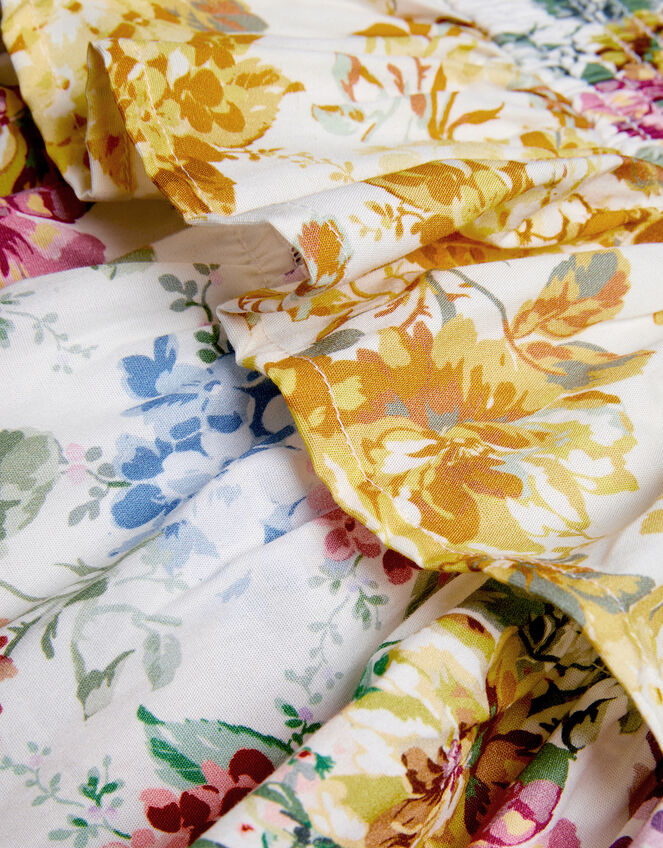 Baby Floral Print Puff Sleeve Dress, Yellow (YELLOW), large