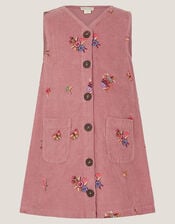Embroidered Corduroy Pinafore Dress, Pink (PINK), large