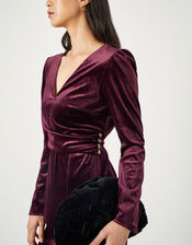 Shelly Plain Velvet Dress, Red (BURGUNDY), large