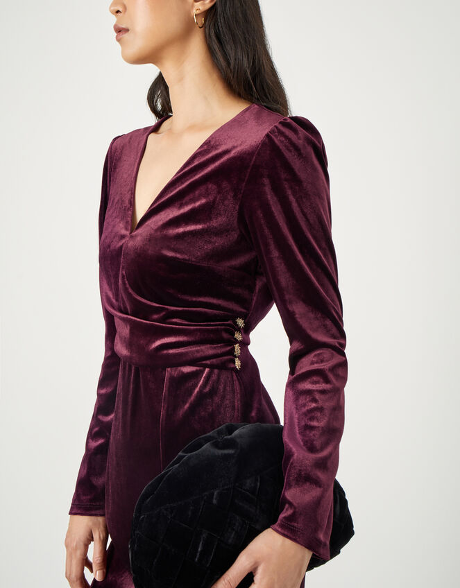 Shelly Plain Velvet Dress, Red (BURGUNDY), large