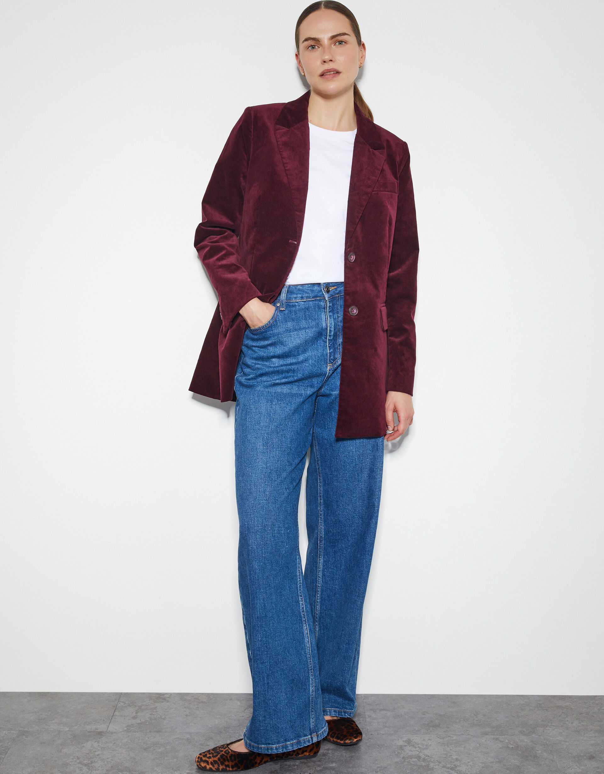Monsoon red velvet jacket top