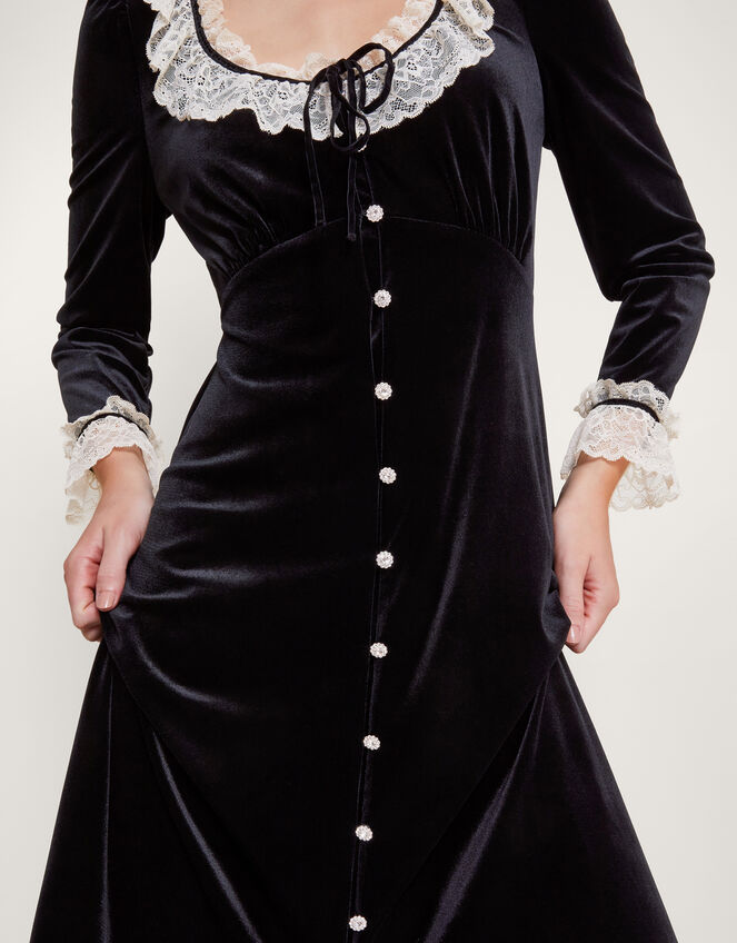 Wednesday Addams Black Dress for Kid Long Sleeves White -  Denmark