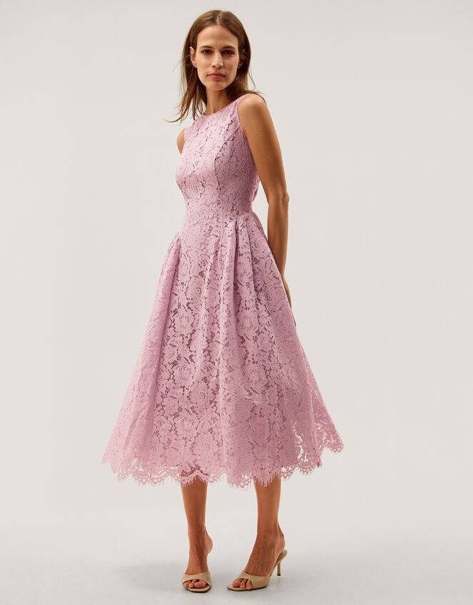 Lydia Sleeveless Lace Midi Dress, Pink (PINK), large
