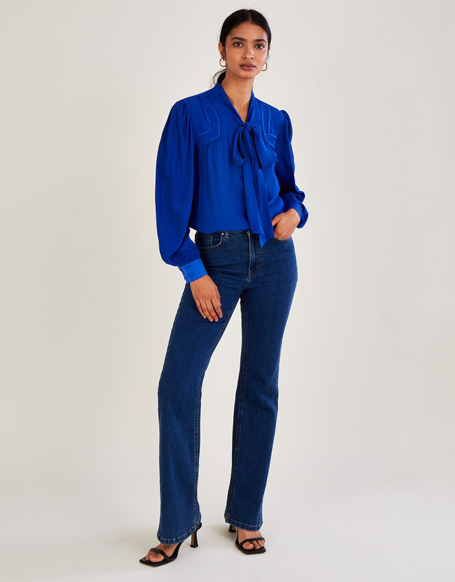 Laine Pussybow Blouse with LENZING™ ECOVERO™ , Blue (COBALT), large