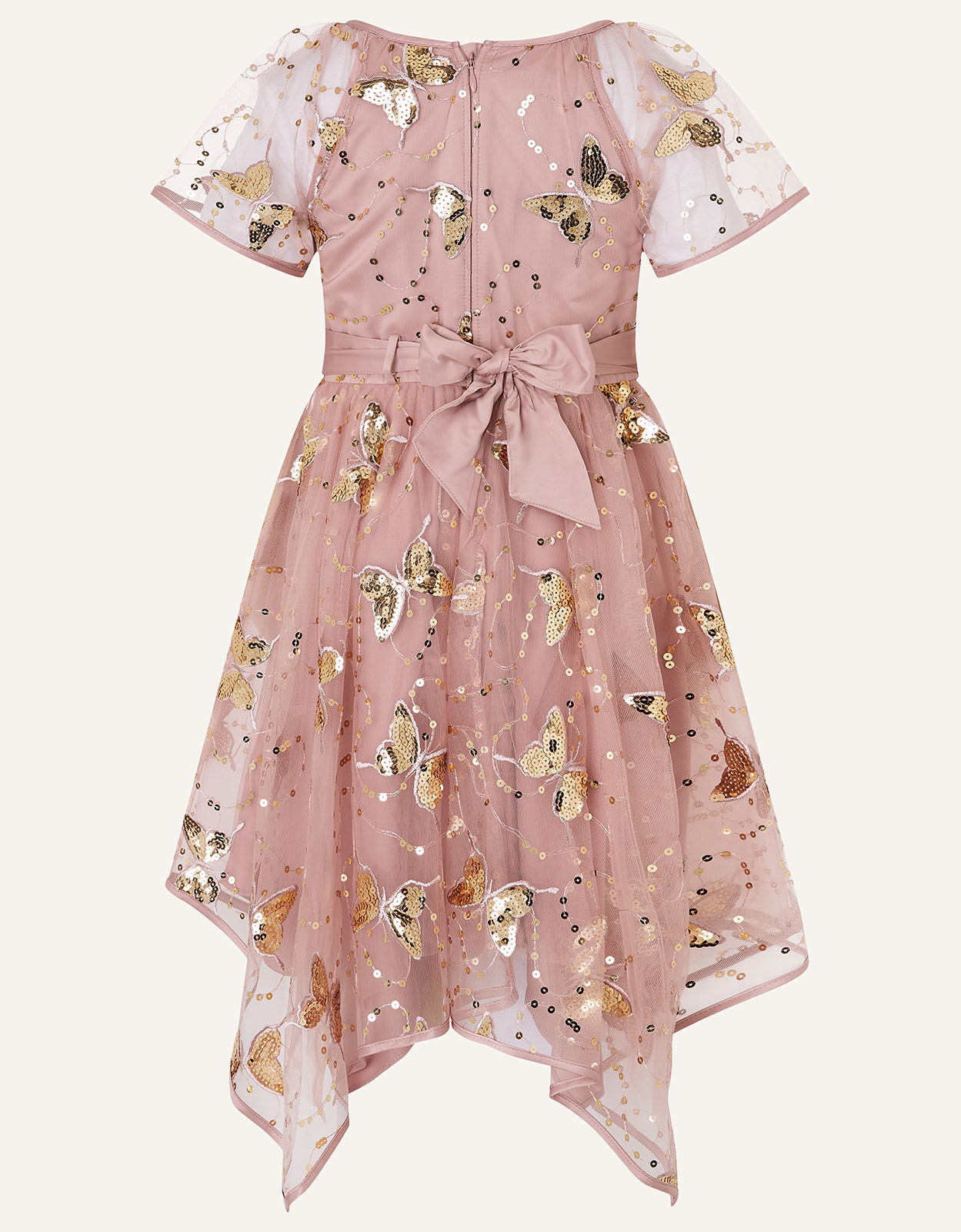 Sequin Butterfly Hanky Hem Dress Pink