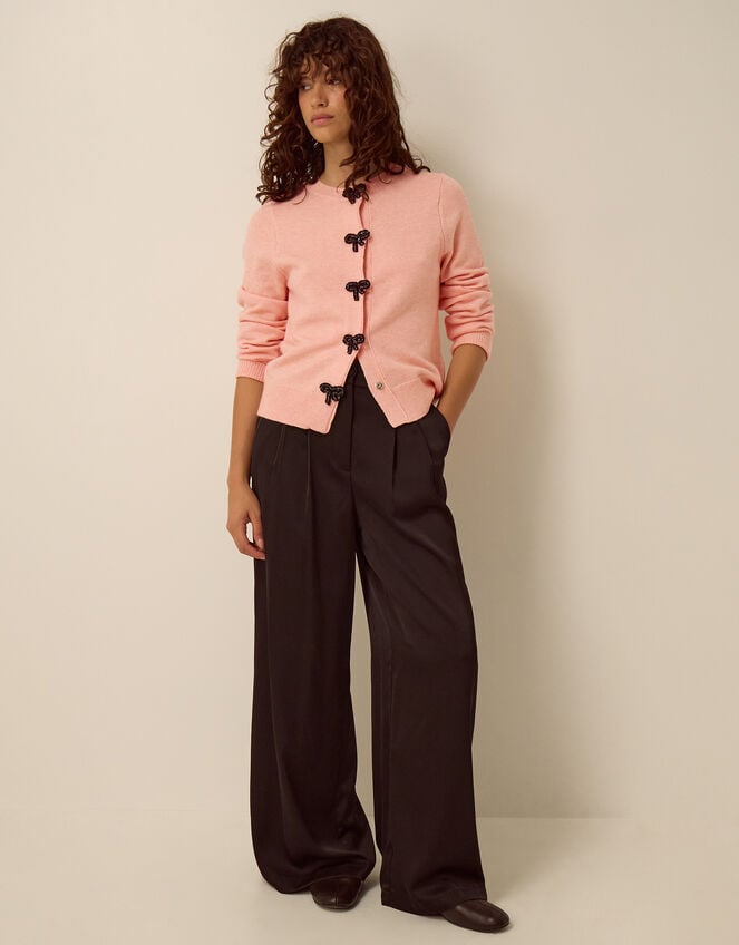 Bonny Beaded Bow Cardigan, Pink (BLUSH), large