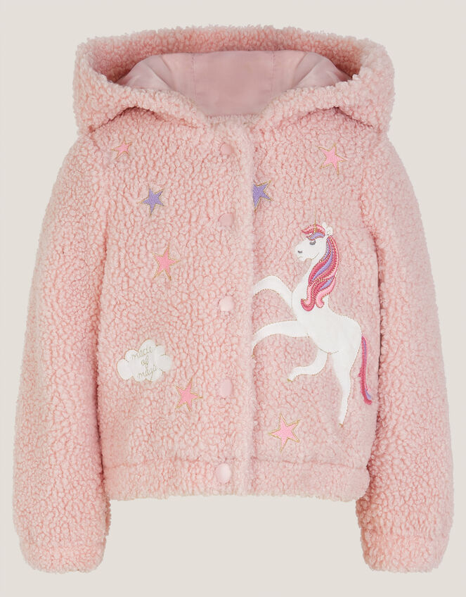 Baby Unicorn Faux Shearling Hoodie, Pink (PINK), large
