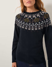 Fia Hotfix Fair Isle Sweater, Black (BLACK), large