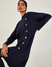 Rib Knit Dress with Recycled Polyester, Blue (NAVY), large