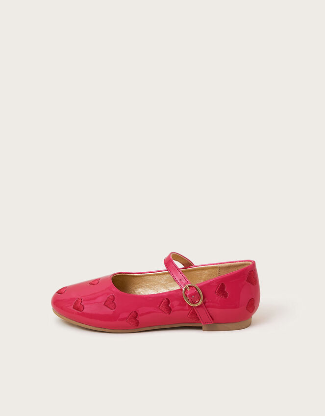 Embroidered Patent Heart Ballerina Flats, Pink (PINK), large