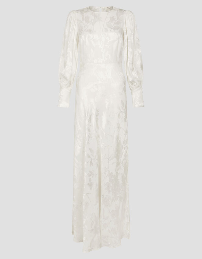 Grace Long Sleeve Satin Wedding Dress, Ivory (IVORY), large