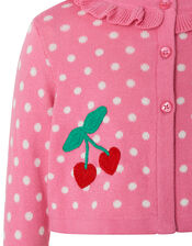 Baby Cherry Knitted Cardigan, Pink (PINK), large