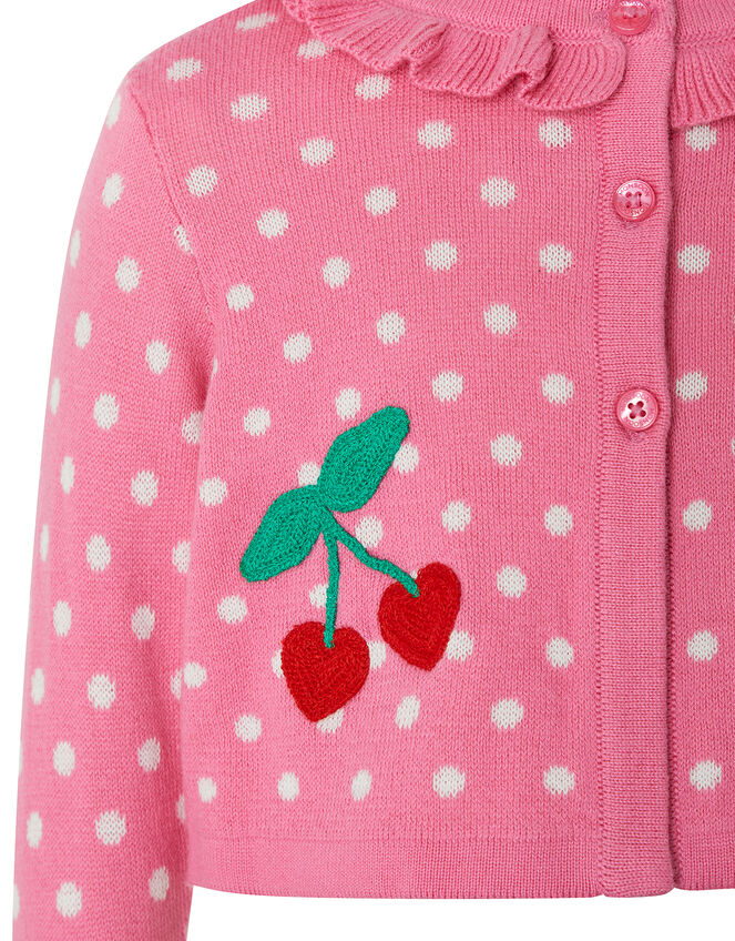 Baby Cherry Knitted Cardigan, Pink (PINK), large