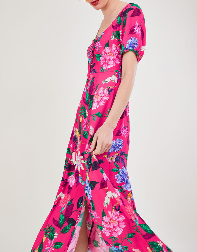 Alora Short Sleeve Floral Midi Dress, Pink (PINK), large