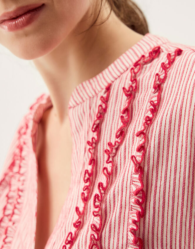 Ceres Frill Stripe Shirt, Red (RED), large