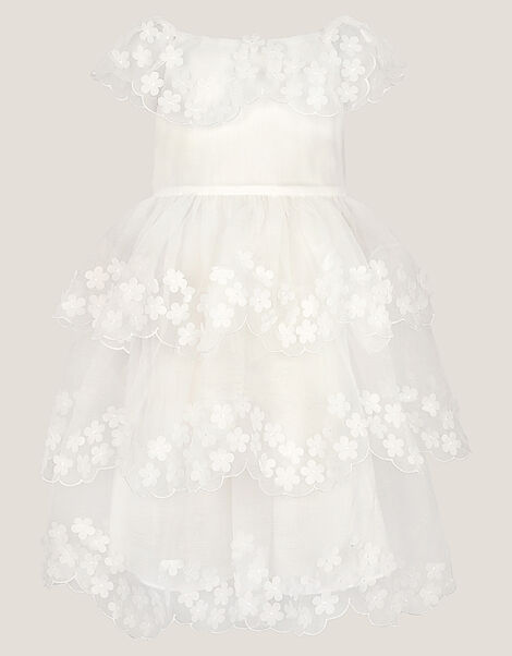 Rebecca Appliqué Floral Scallop Dress, Ivory (IVORY), large