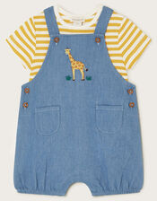 Newborn Denim Giraffe Romper, Blue (BLUE), large