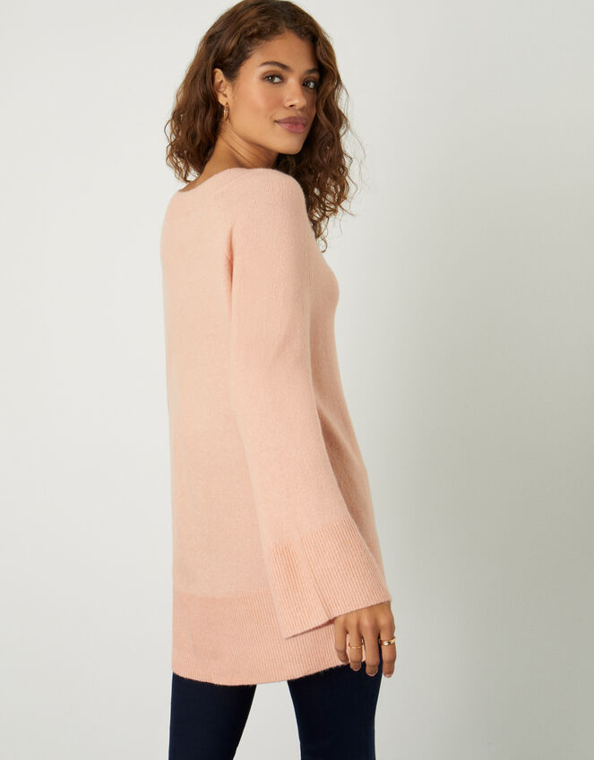 V-Neck Longline Jumper, Orange (PEACH), large