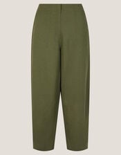 Joanie Linen Blend Wide Leg Trousers, Green (KHAKI), large