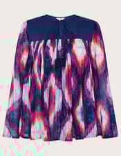 Premium Ikat Print Jacket, Purple (PURPLE), large