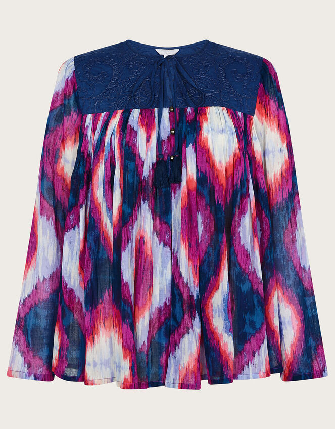 Premium Ikat Print Jacket, Purple (PURPLE), large