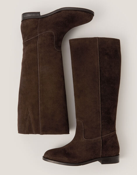 Jean Suede Knee High Boots, Brown (CHOCOLATE), large