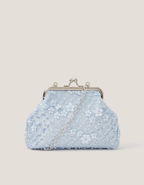 Taylor Beaded Clip Frame Bag, Blue (BLUE), large