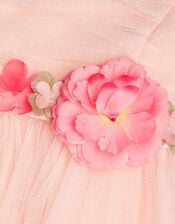 Baby Fleur Flower Belt Tulle Dress, Pink (PINK), large